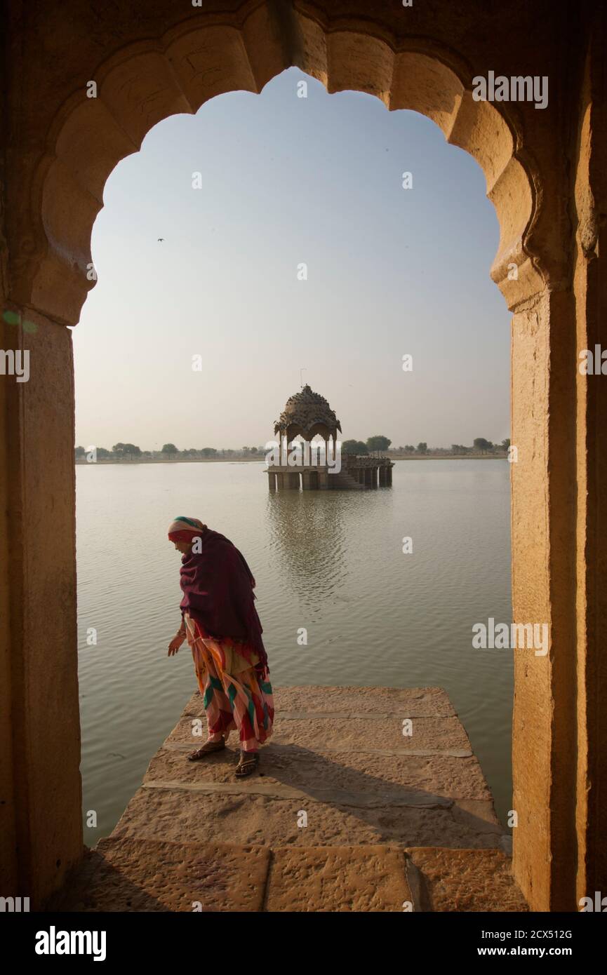 Gadi Sagar, Gadisar lake, Jaisalmer, Rajasthan, India Banque D'Images