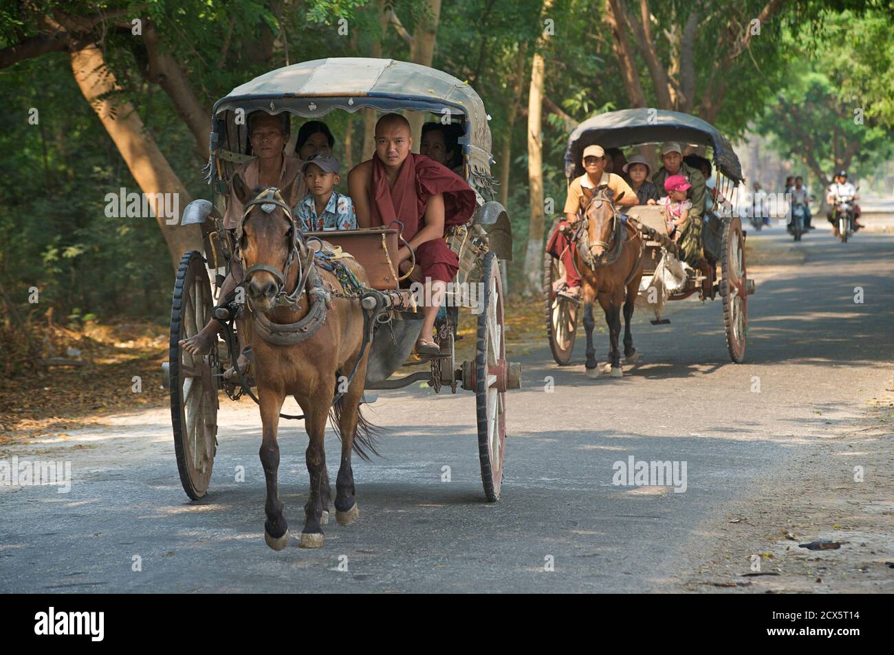 Voitures à cheval, Monywa, Birmanie. Myanmar Banque D'Images