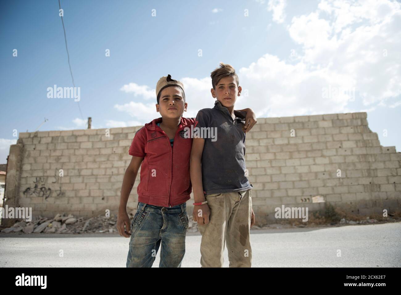 Groupe d'enfants pour hajjera dans la campagne de Damas Septembre 29,2020 Banque D'Images