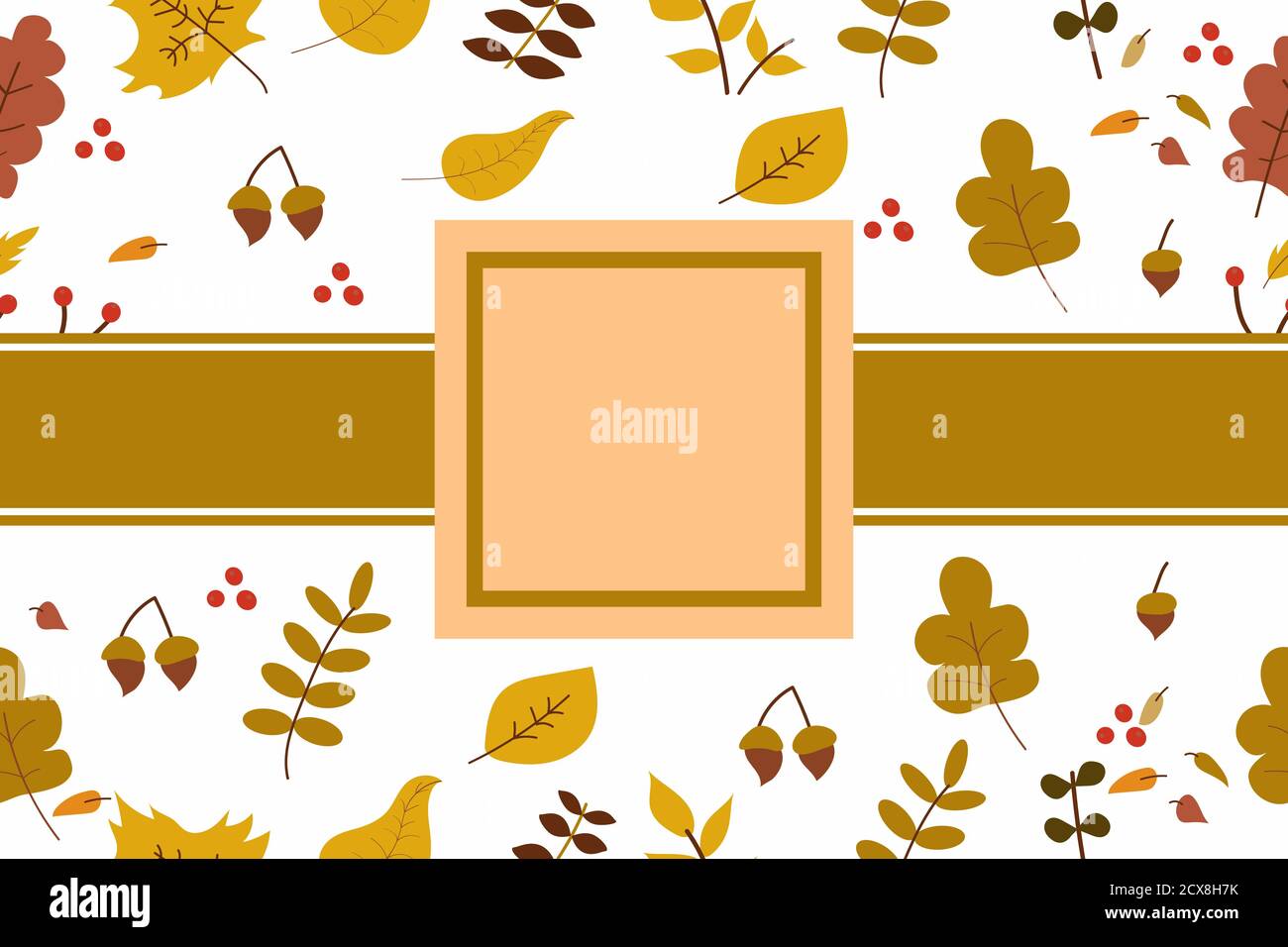 Modèle saisonnier de concept d'automne avec pour les feuilles jaunes qui tombent et les branches et l'espace de copie pour le texte ou le design. Illustration vectorielle automne te Illustration de Vecteur