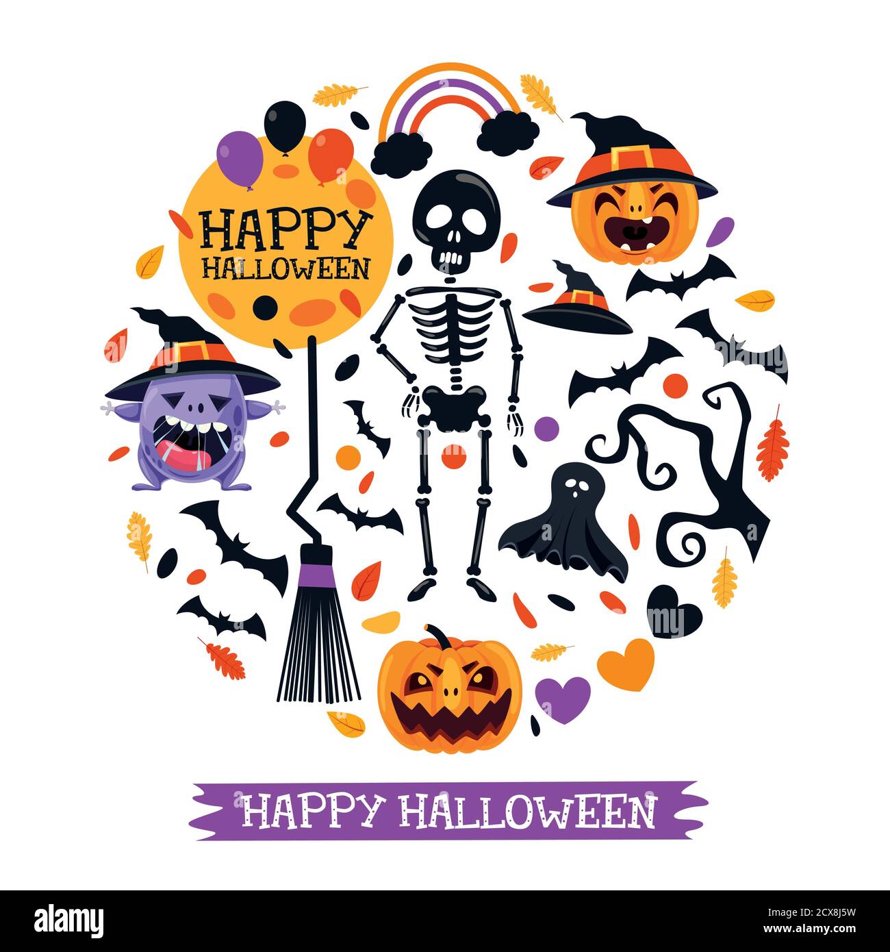 Motif Halloween avec personnage de dessin animé Illustration de Vecteur