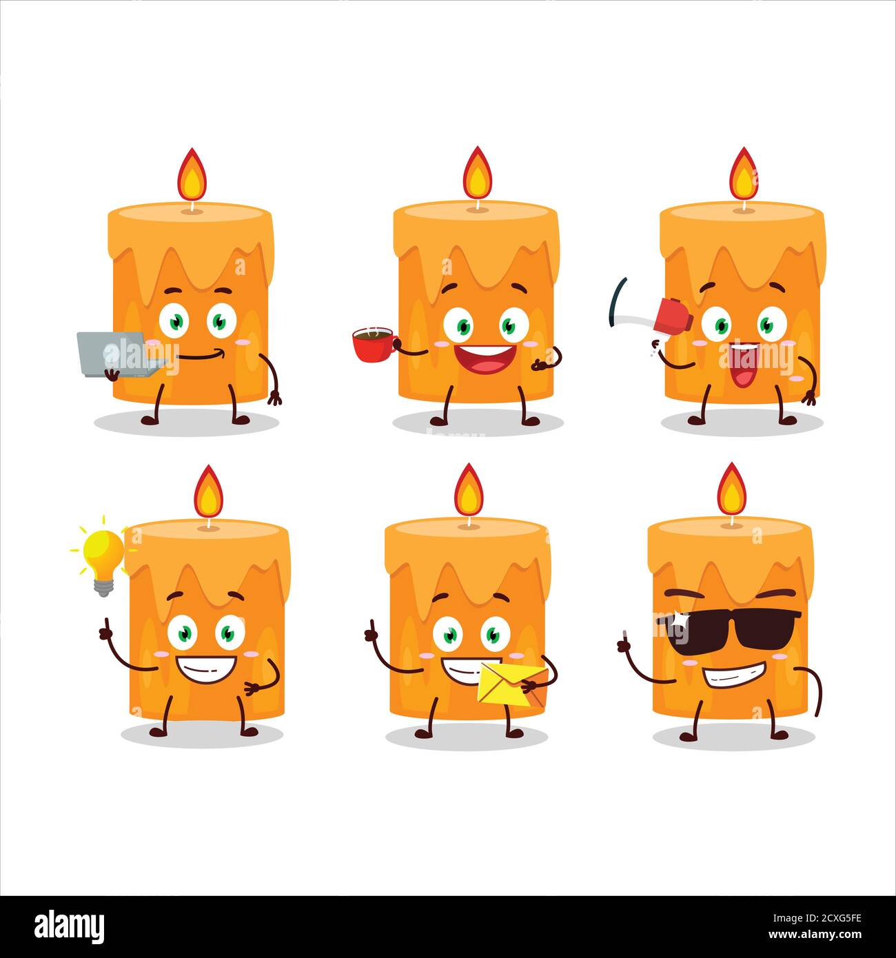 Orange bougie personnage de dessin animé avec divers types d'émoticônes  d'affaires Image Vectorielle Stock - Alamy