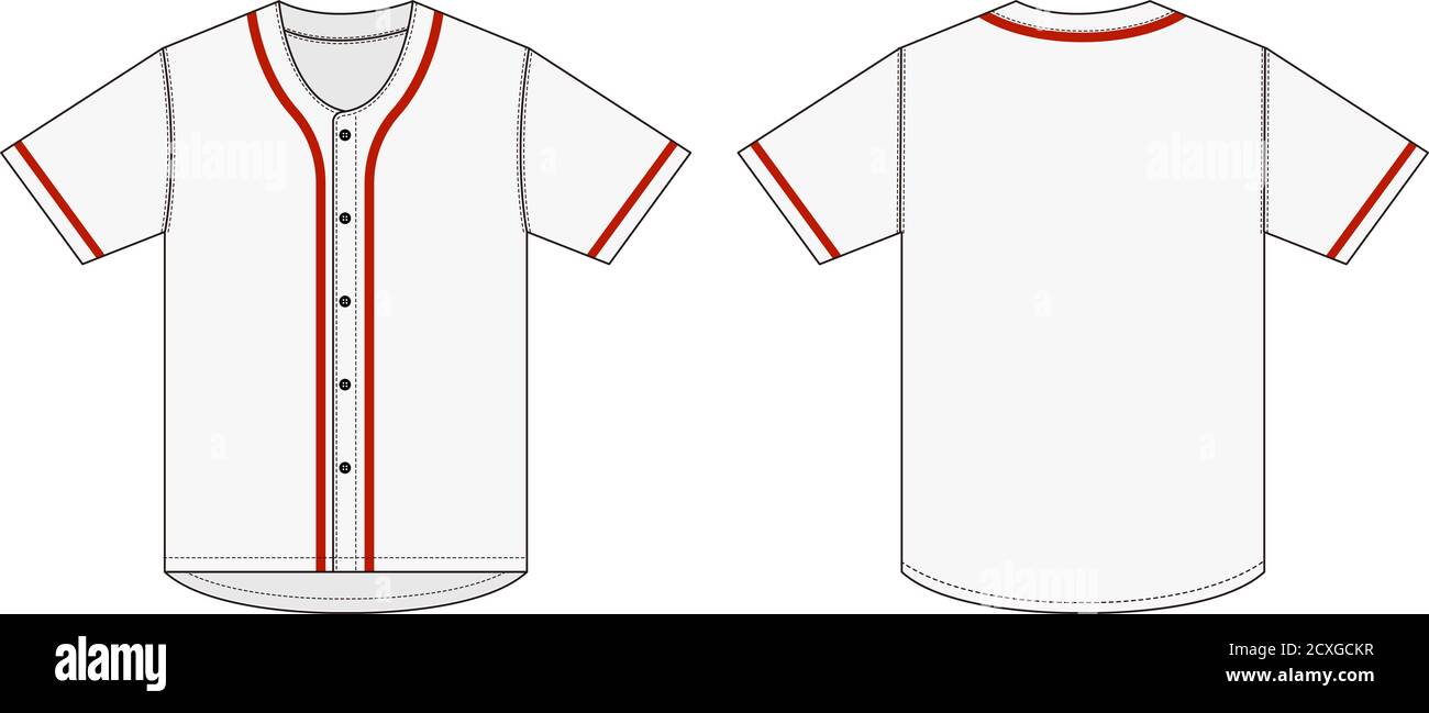 Chemise en jersey à manches courtes (chemise uniforme de baseball)  illustration vectorielle du modèle / blanc x rouge Image Vectorielle Stock  - Alamy