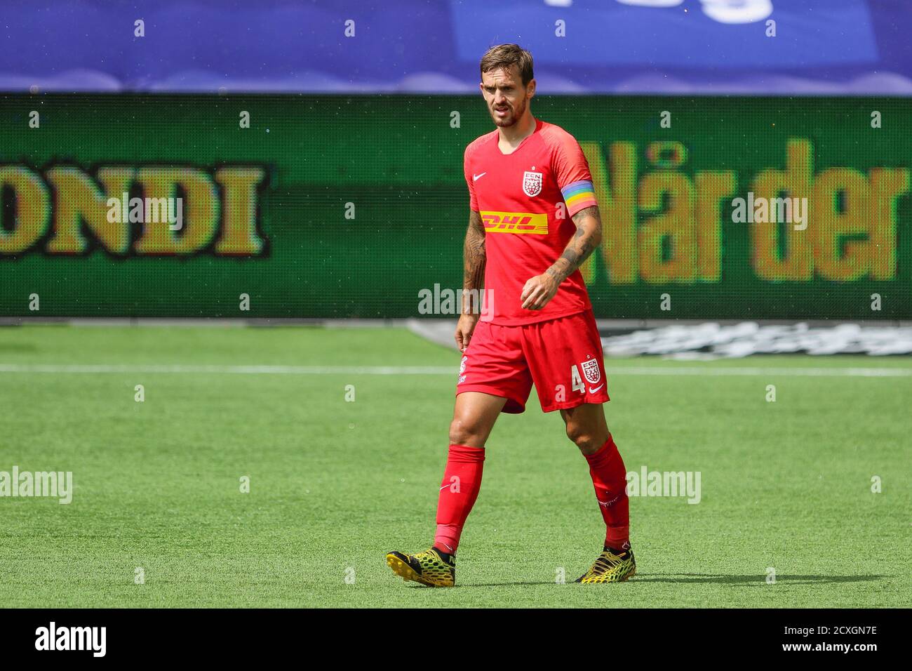 Farum, Danemark. 05e, juillet 2020. Kian Hansen (4) du FC Nordsjaelland vu pendant le match 3F Superliga entre le FC Nordsjaelland et le FC Midtjylland à droite de Dream Park à Farum. (Crédit photo: Gonzales photo - Rune Mathiesen). Banque D'Images