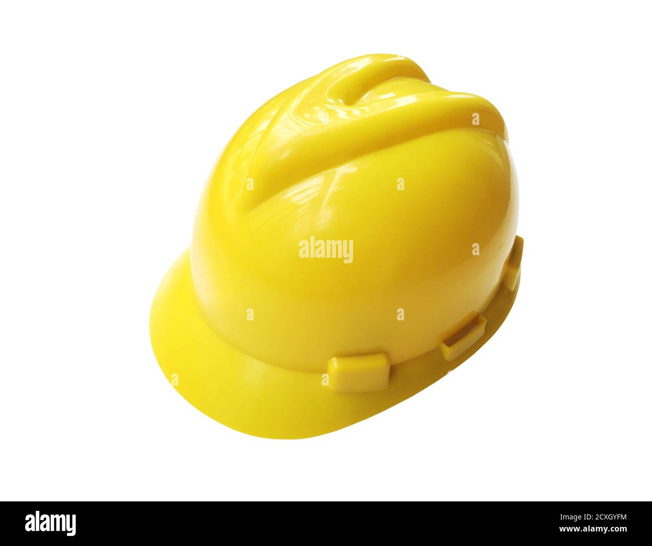 Casque de sécurité jaune isolé sur fond blanc Banque D'Images