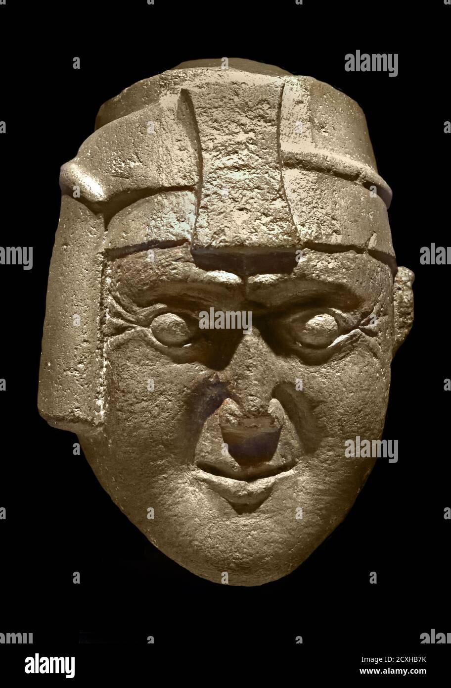 Incan tête avec lawtt'u et maskapaycha - mascaipacha ou borla (symbole ou puissance impériale). 1400-1533 AD Inca Viracocha. Pérou, péruvien, Amérique, américain, Banque D'Images