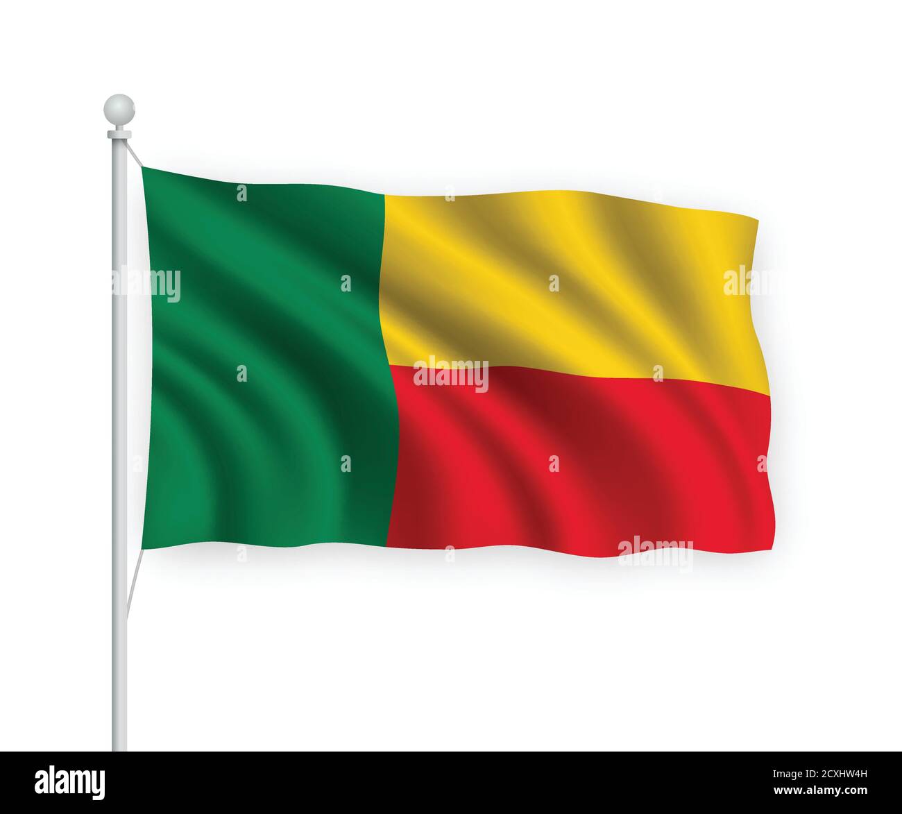 drapeau de l'ondulation 3d Bénin isolé sur fond blanc. Illustration de Vecteur drapeau de l'ondulation 3d Bénin isolé sur fond blanc. Illustration de Vecteur