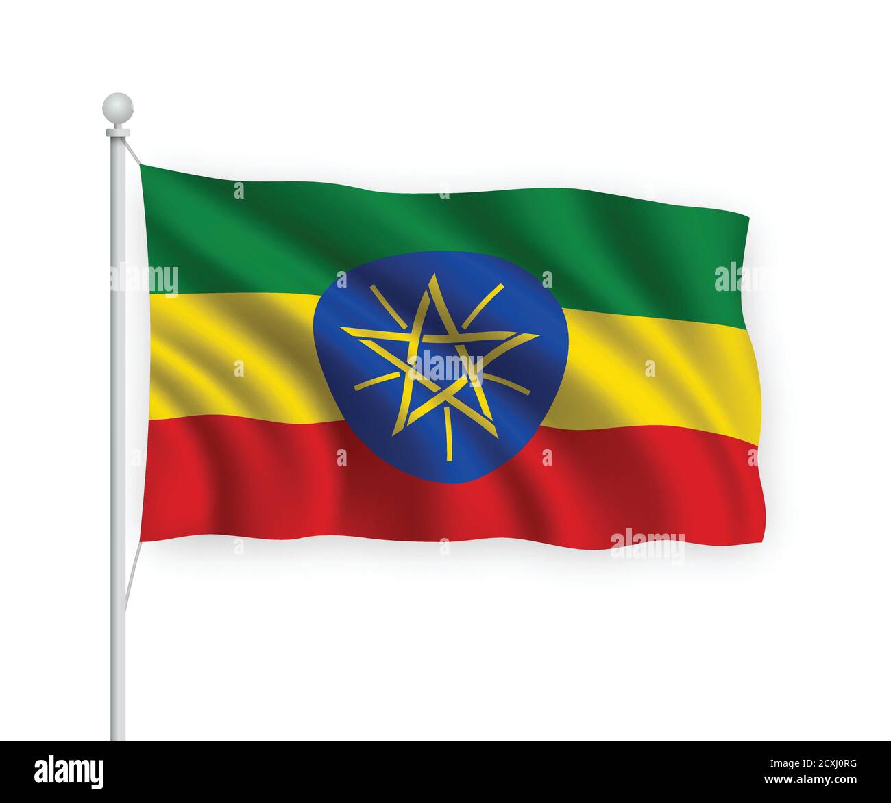 drapeau de l'Ethiopie isolé en 3d sur fond blanc. Illustration de Vecteur