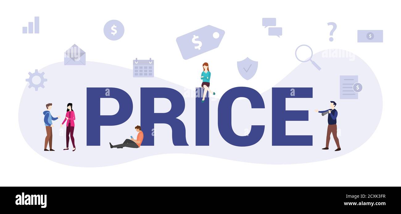 concept de prix avec texte moderne ou mot et personnes avec un style plat moderne associé aux icônes Illustration de Vecteur