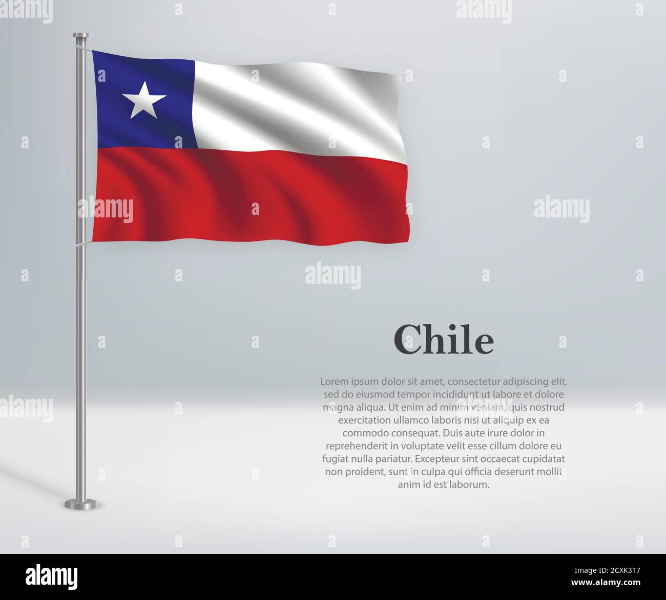 Drapeau du Chili sur le mât. Modèle pour le jour d'indépendance Illustration de Vecteur