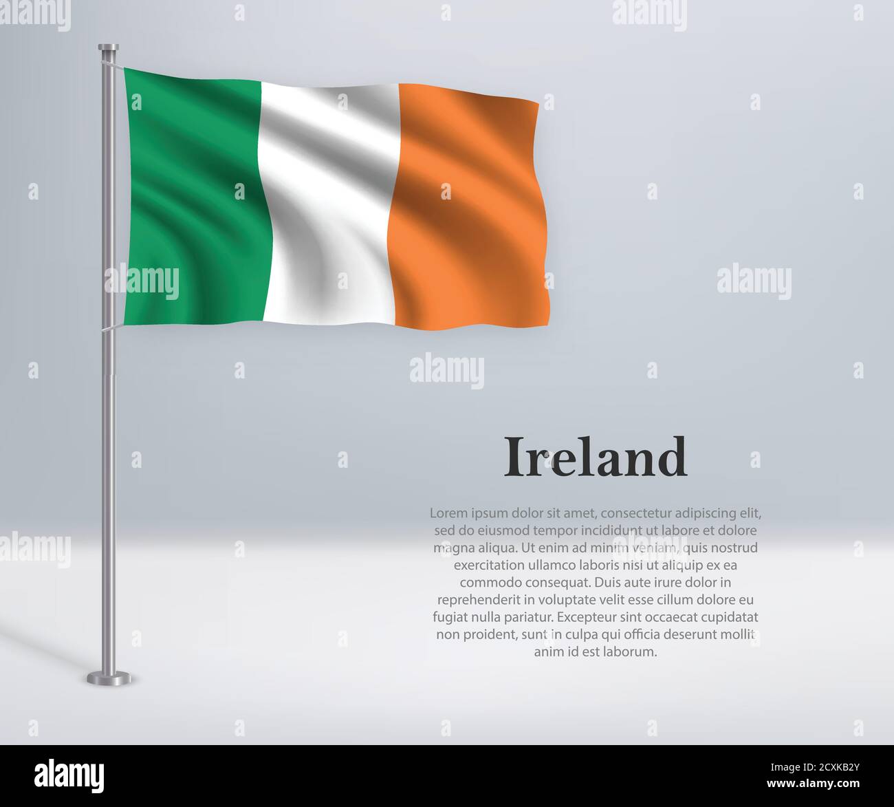 Drapeau de l'Irlande sur le mât. Modèle pour indépendance da Illustration de Vecteur