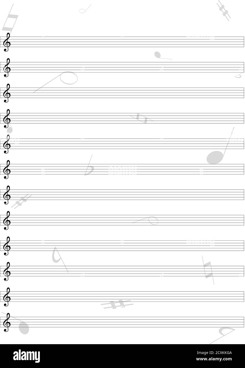 Partition de musique vierge avec clés pour violon. Taille réelle pour  l'impression Image Vectorielle Stock - Alamy