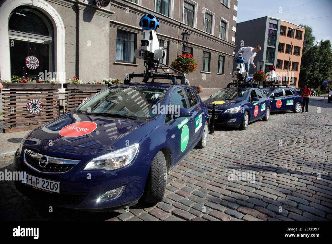 Specialists Set Up Google Street View Cars For A Media Event In Riga August 26 2011 Google Has Started Capturing Images Of Several Cities In Latvia To Operate Its Street View Application