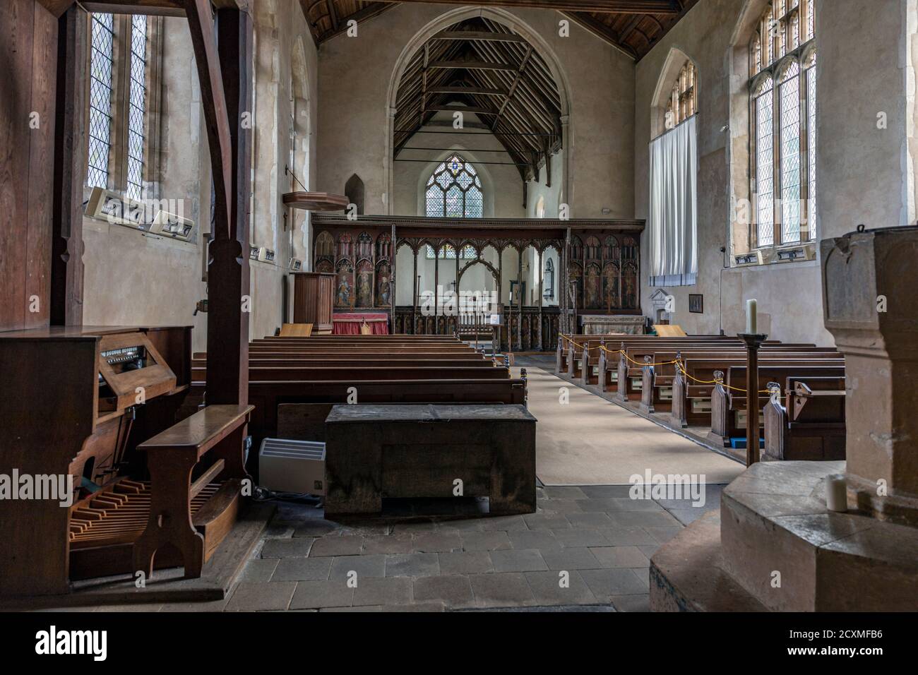 Intérieur de l'église St Helen, Ranworth. Datant de 1450, l'église de Sainte-Hélène classée au rang I est souvent appelée « la cathédrale des Broads ». Banque D'Images