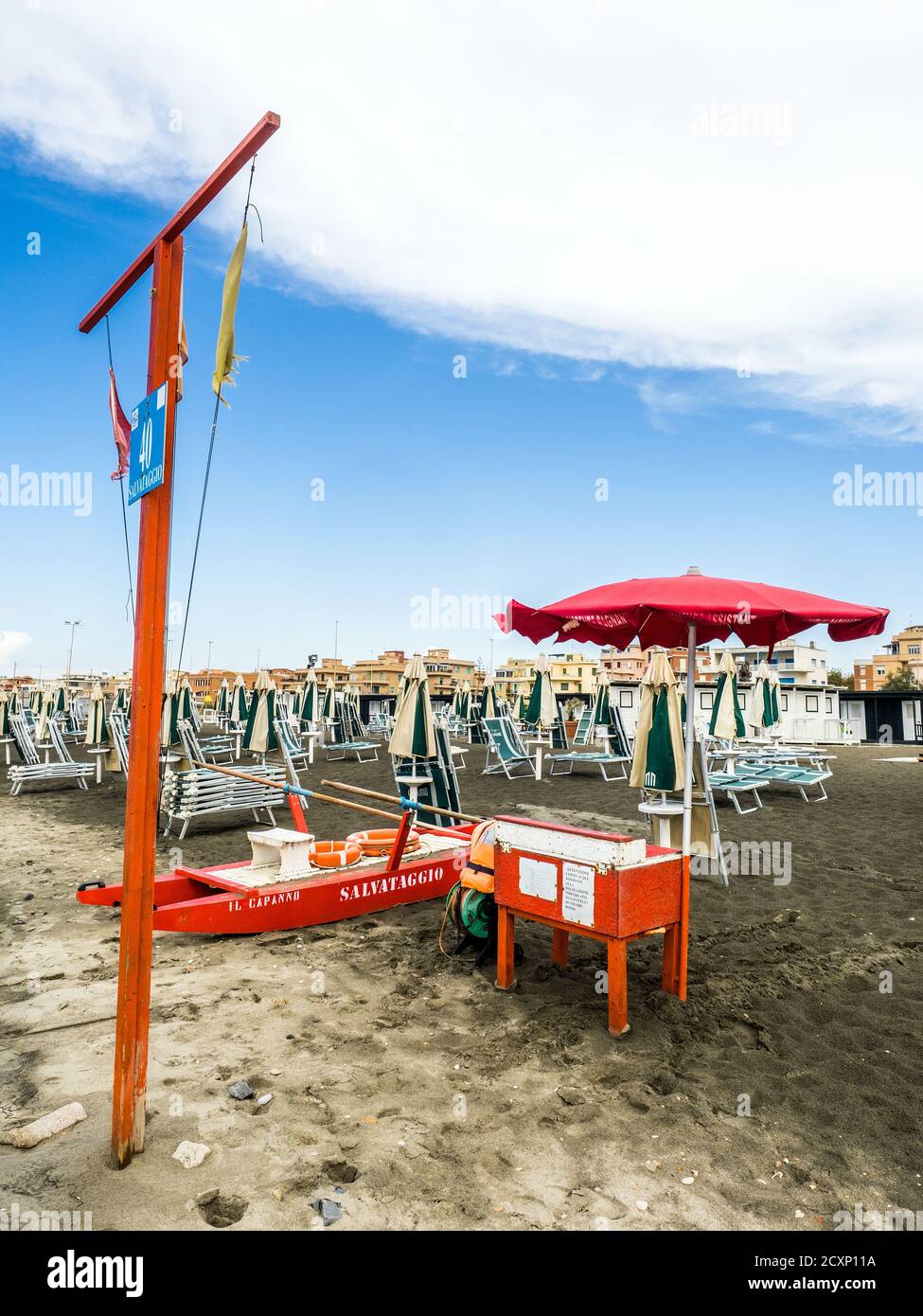 Scène côtière d'Ostia Lido - Rome, Italie Banque D'Images