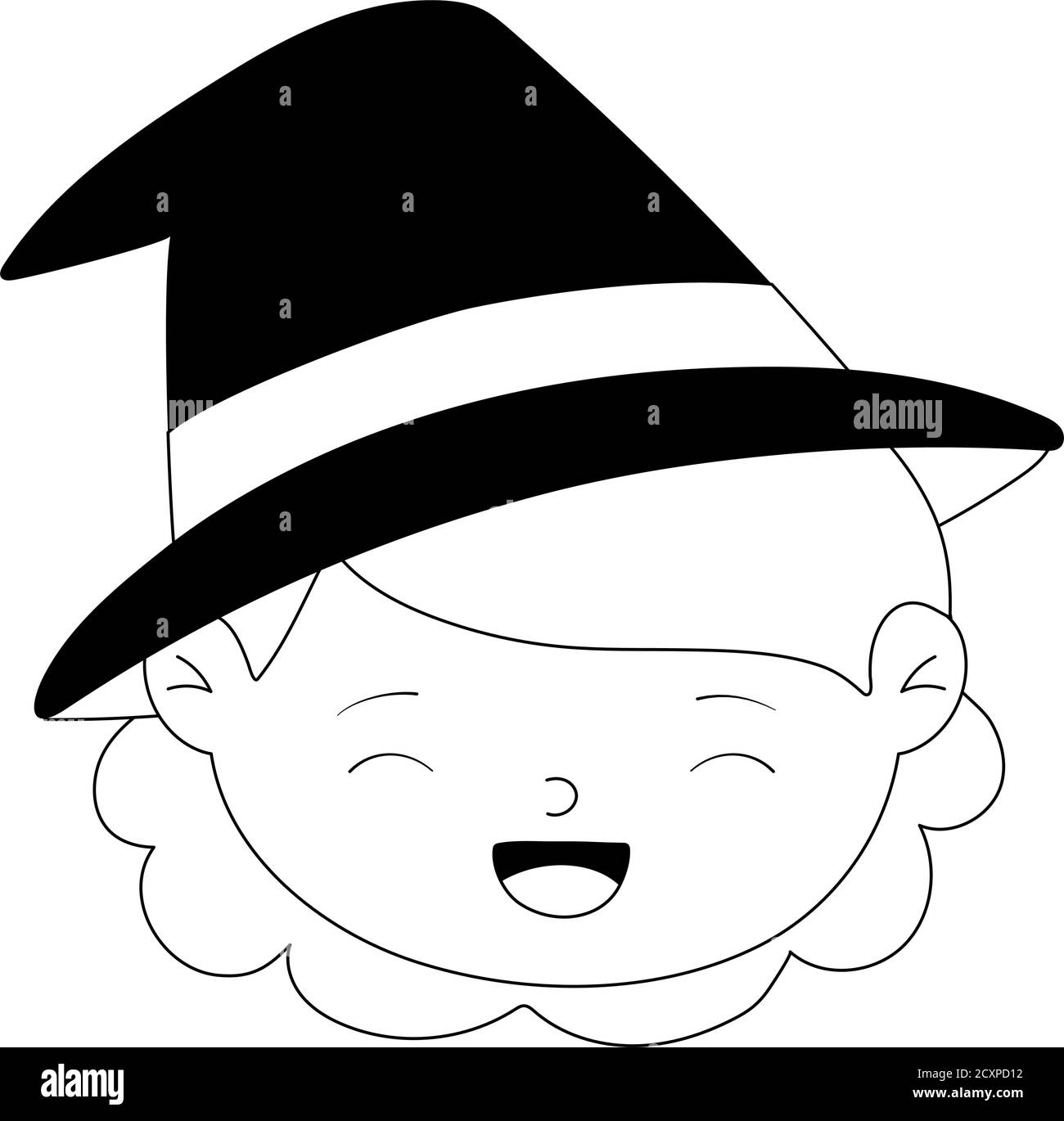 Joyeux Halloween Mignon Visage Fille Sorciere Costume Isole Design Icone Vecteur Illustration Style Ligne Image Vectorielle Stock Alamy