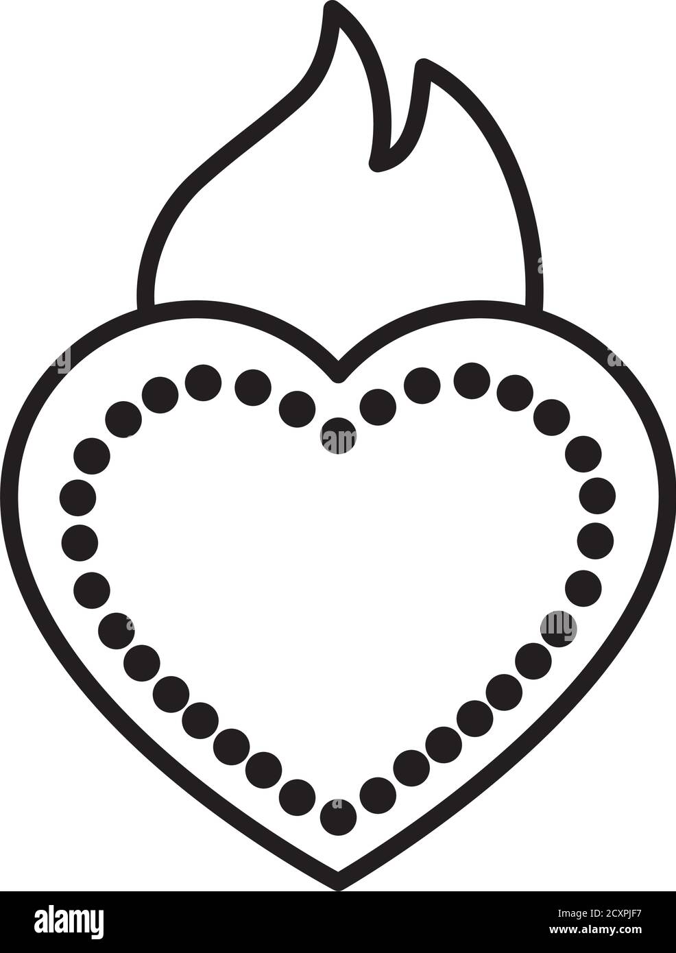 icône mexicaine de coeur sacré sur fond blanc, style de ligne, illustration vectorielle Illustration de Vecteur