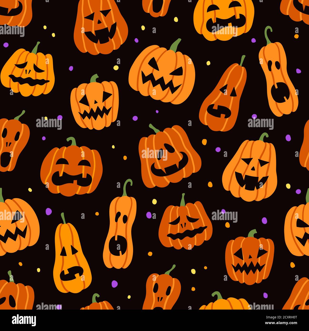 Motif citrouille d'Halloween sans coutures. Illustration vectorielle dessinée à la main Illustration de Vecteur