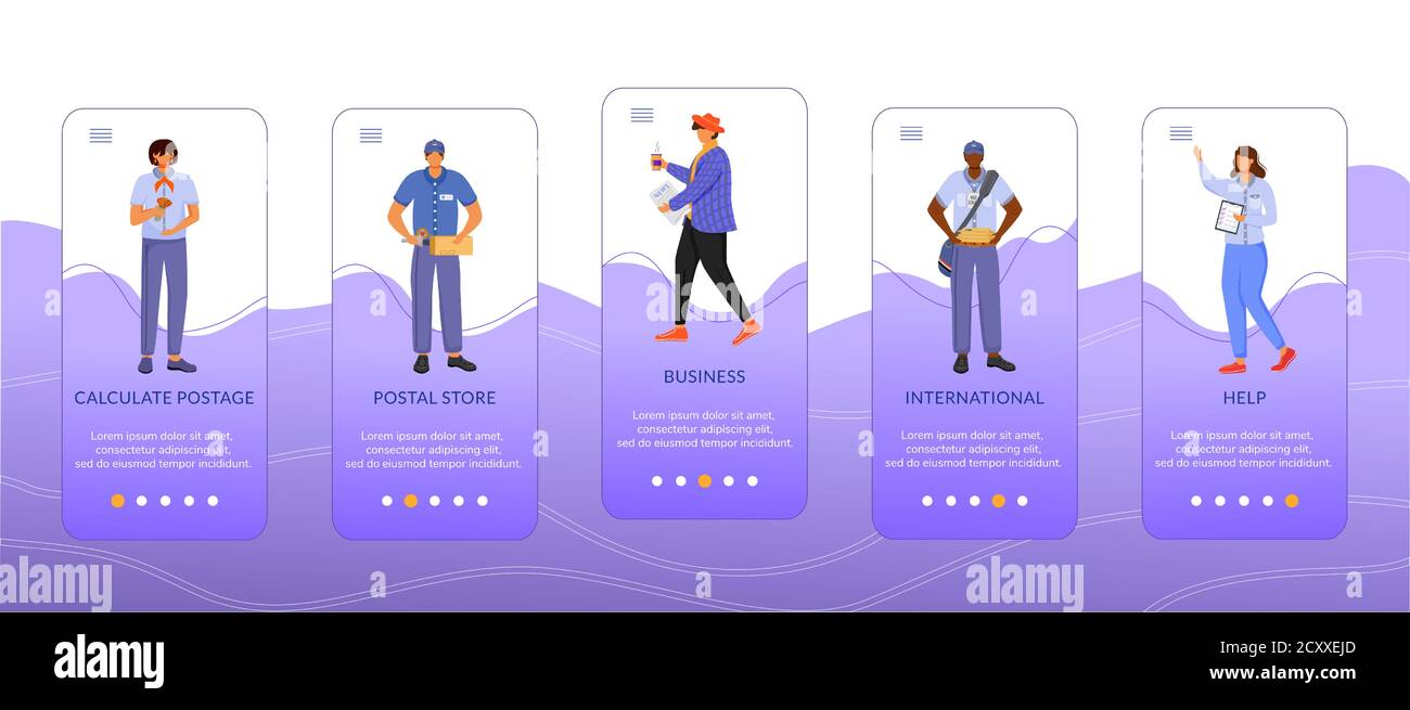 Modèle de scénario d'écran d'application mobile d'intégration post-service Illustration de Vecteur