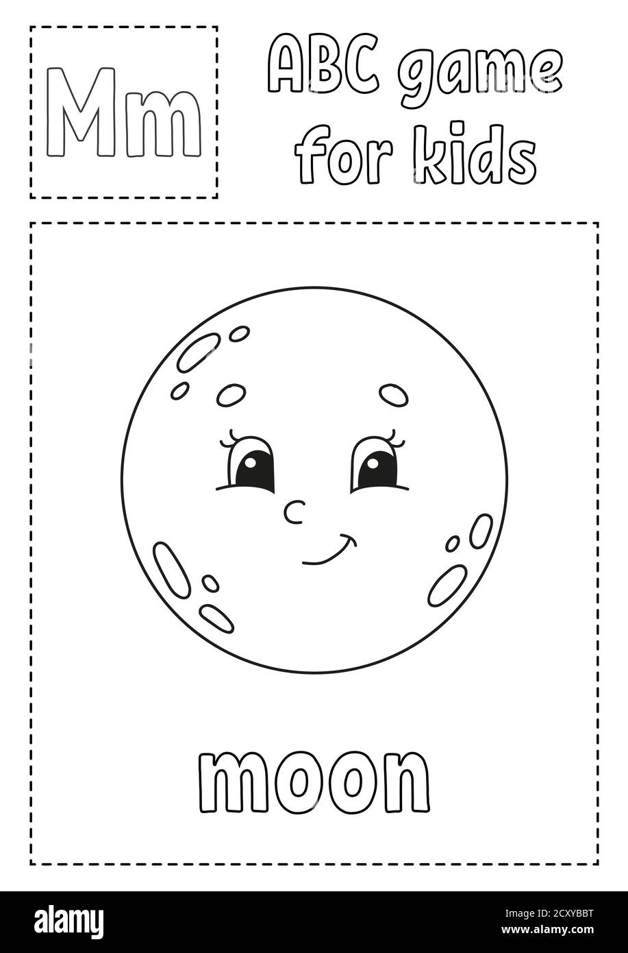 La Lettre M Est Pour La Lune Jeu Abc Pour Enfants Page De Coloriage De L Alphabet Personnage De Dessin Anime Mot Et Lettre Illustration Vectorielle Image Vectorielle Stock Alamy