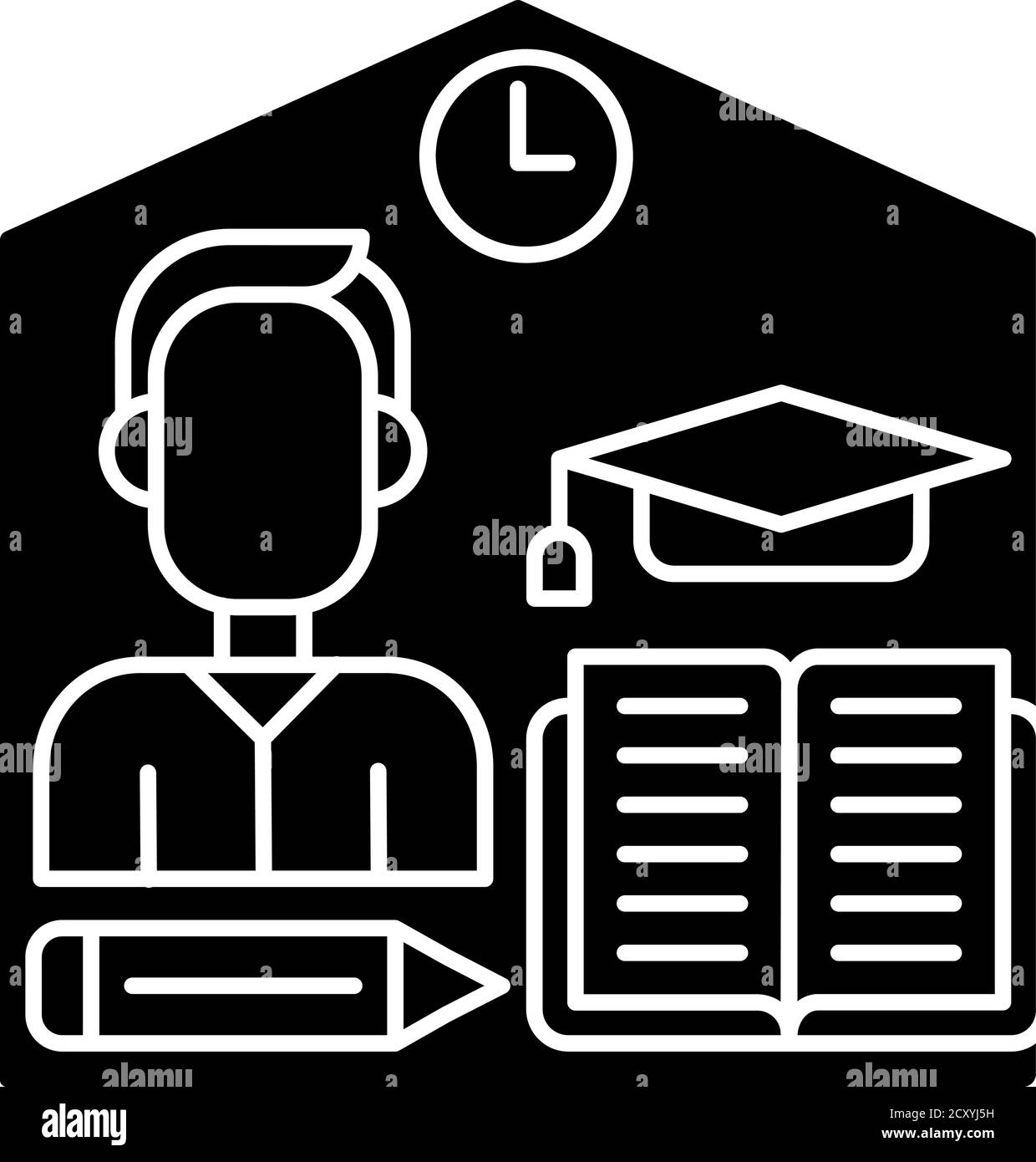 Icône de glyphe noir de l'examen de retour à la maison Illustration de Vecteur