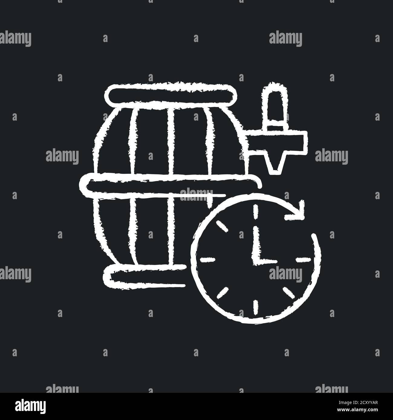Icône blanche à la craie de bière vieilli sur fond noir Illustration de Vecteur