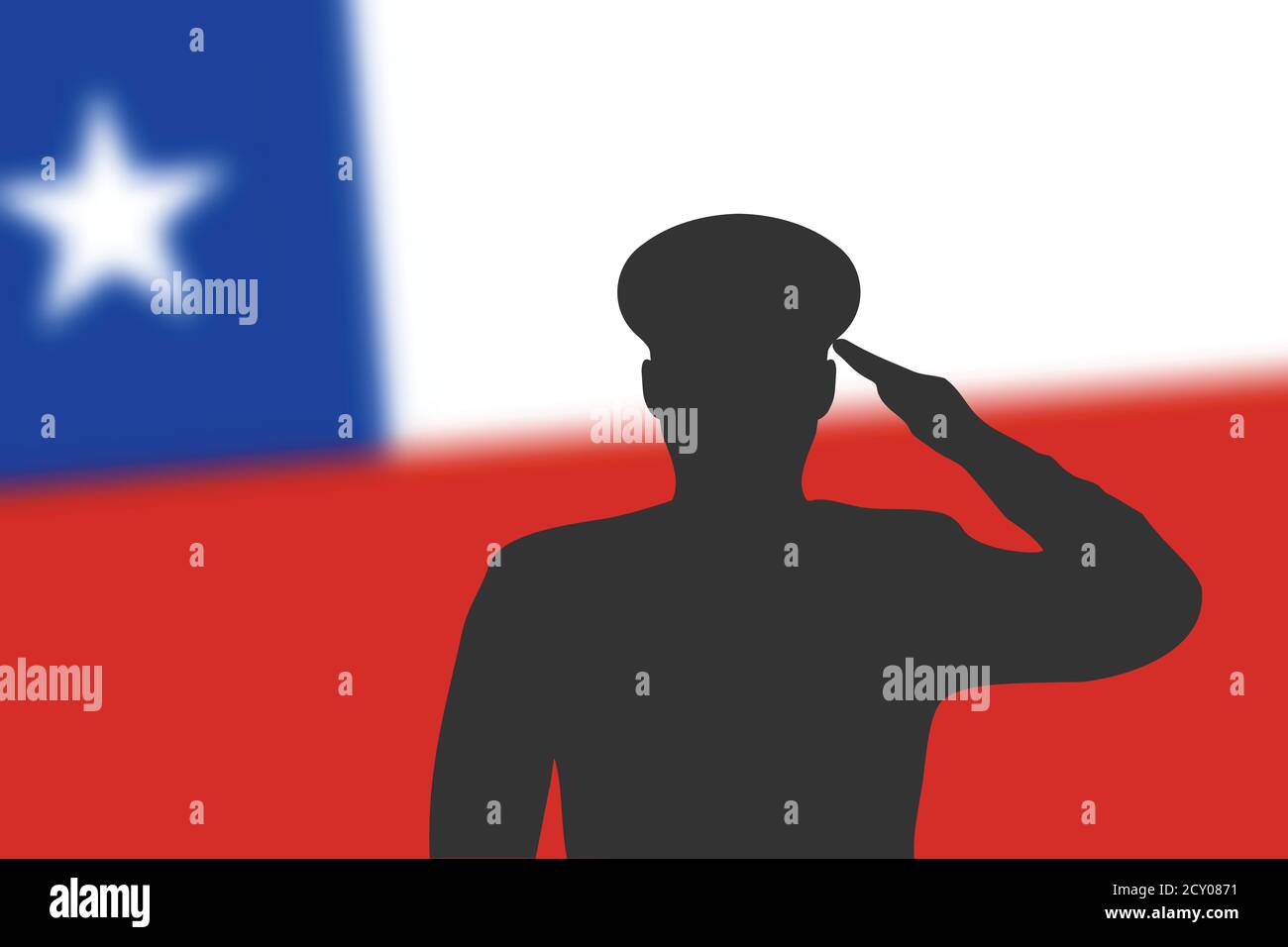 Soudez la silhouette sur fond flou avec drapeau chilien. Illustration de Vecteur