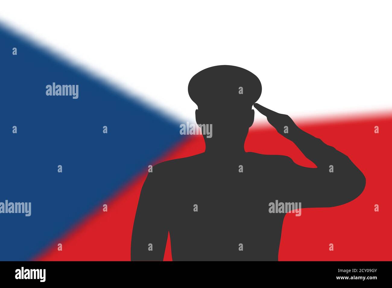 Soudez la silhouette sur fond flou avec le drapeau tchèque. Illustration de Vecteur