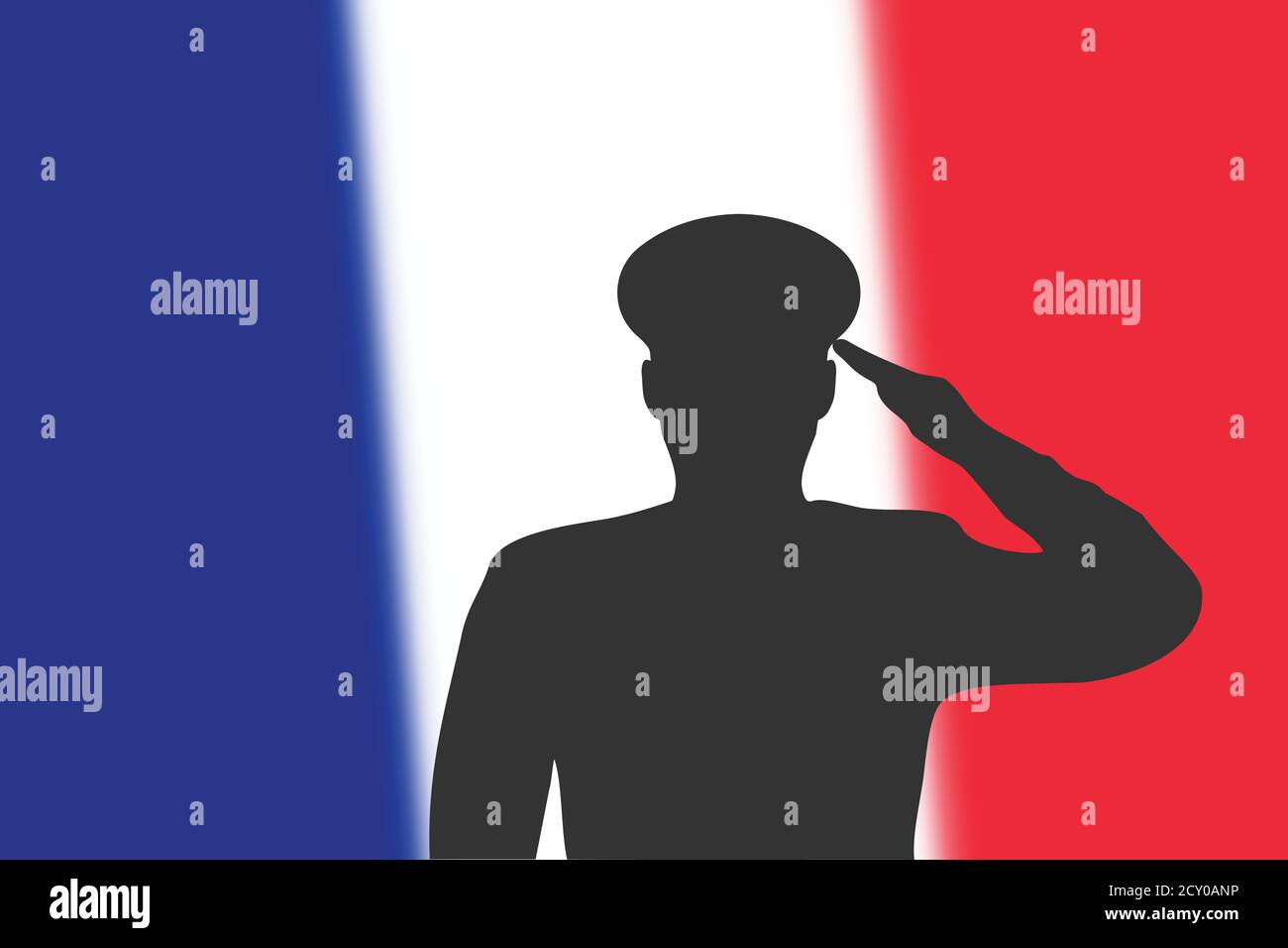 Soudez la silhouette sur fond flou avec drapeau de France. Illustration de Vecteur