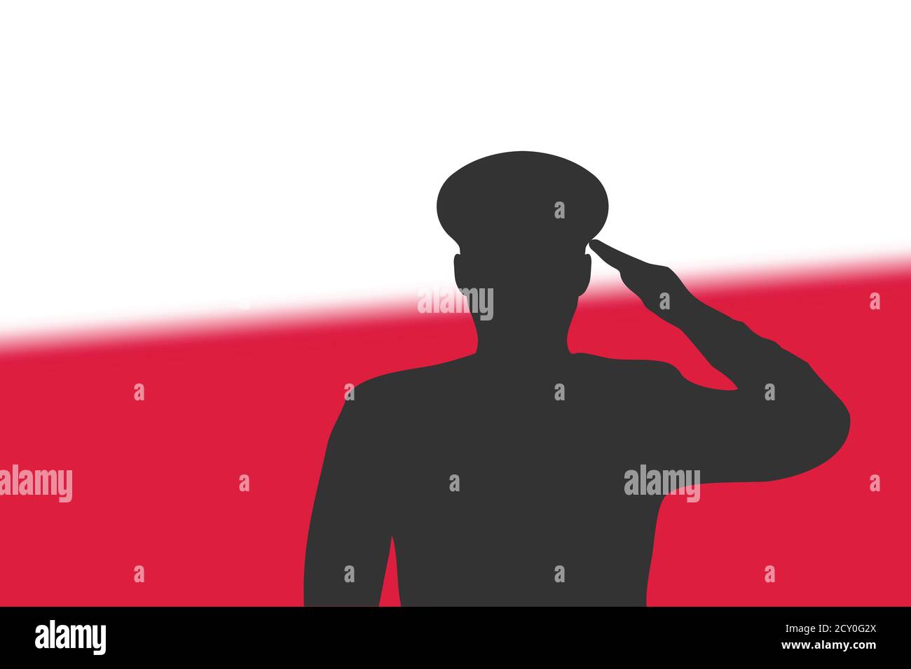 Soudez la silhouette sur fond flou avec drapeau polonais. Illustration de Vecteur