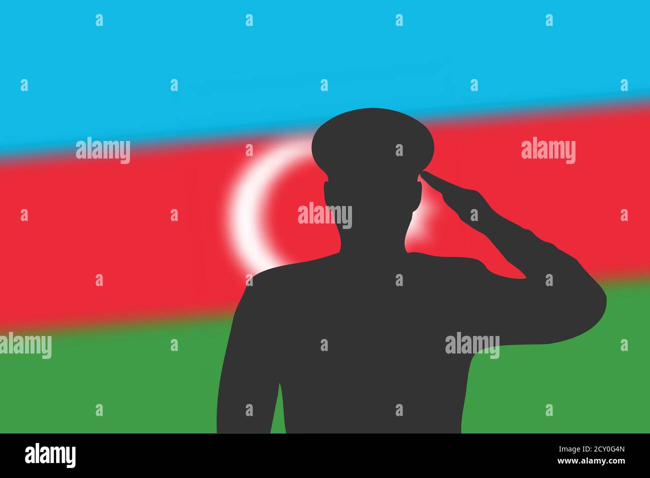Soudez la silhouette sur fond flou avec drapeau de l'Azerbaïdjan. Illustration de Vecteur