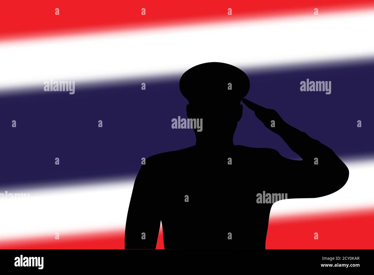 Soudez la silhouette sur fond flou avec drapeau thaïlandais. Illustration de Vecteur