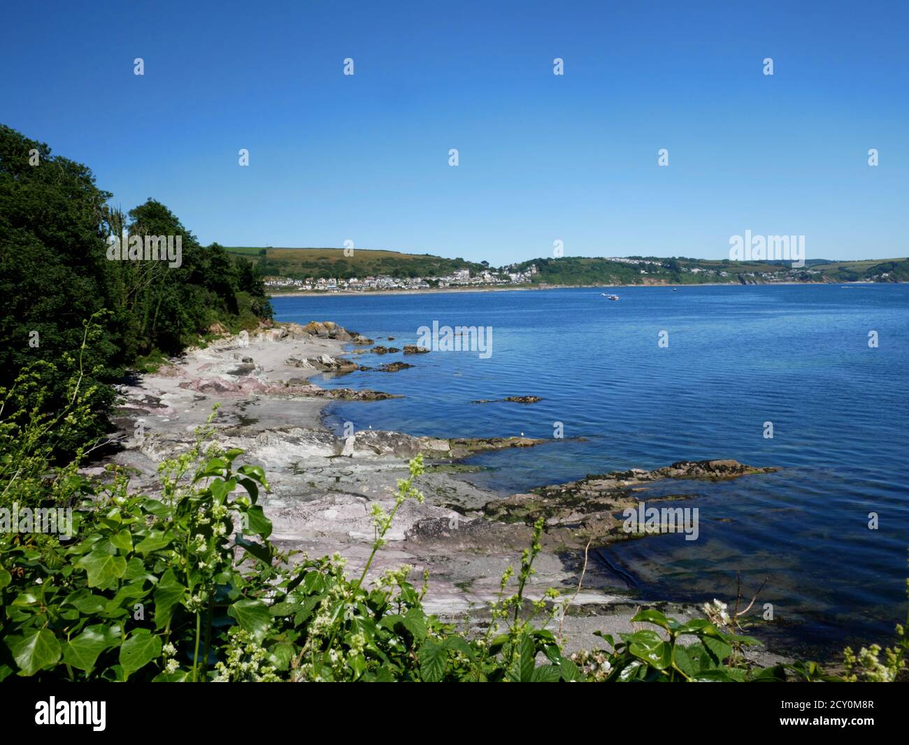 La côte rocheuse orientée vers l'est de St George's ou de l'île Looe, en Cornouailles. Banque D'Images