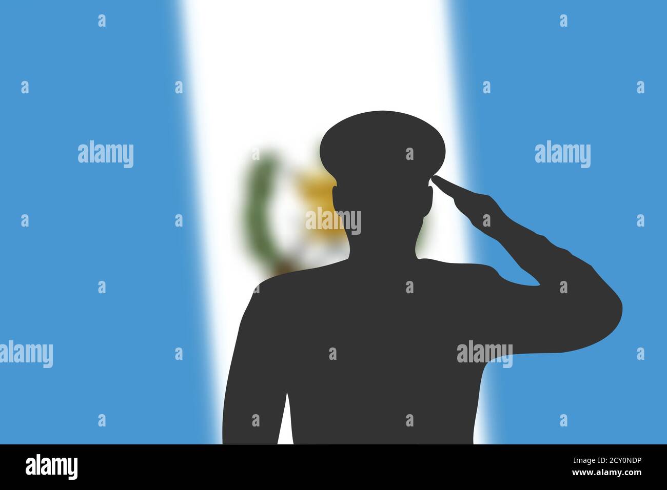 Soudez la silhouette sur fond flou avec drapeau guatémaltèque. Illustration de Vecteur