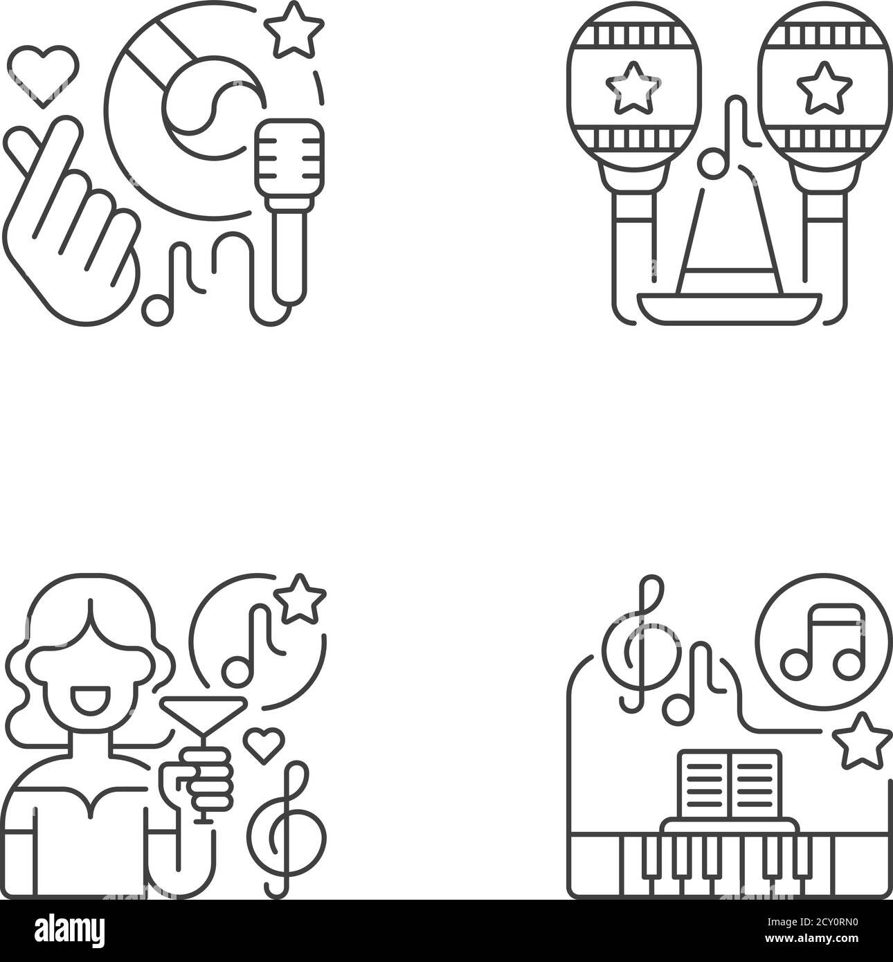 Party Songs Ideas pixel Perfect Linear icons Set Illustration de Vecteur