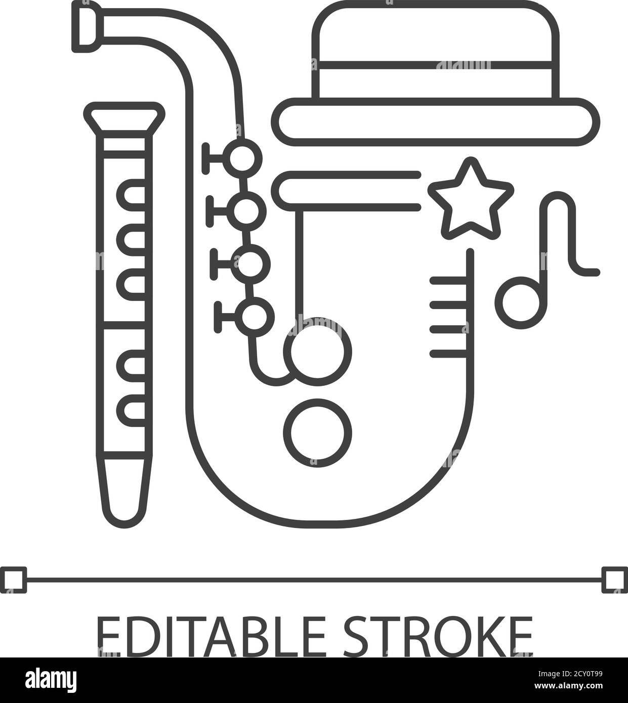 Jazz Music pixel Perfect Linear Icon Illustration de Vecteur