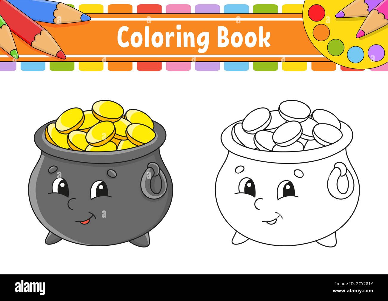 Livre de coloriage pour enfants. Saint-Patrick. Personnage de dessin animé. Illustration vectorielle. Silhouette de contour noire. Isolé sur fond blanc. Illustration de Vecteur