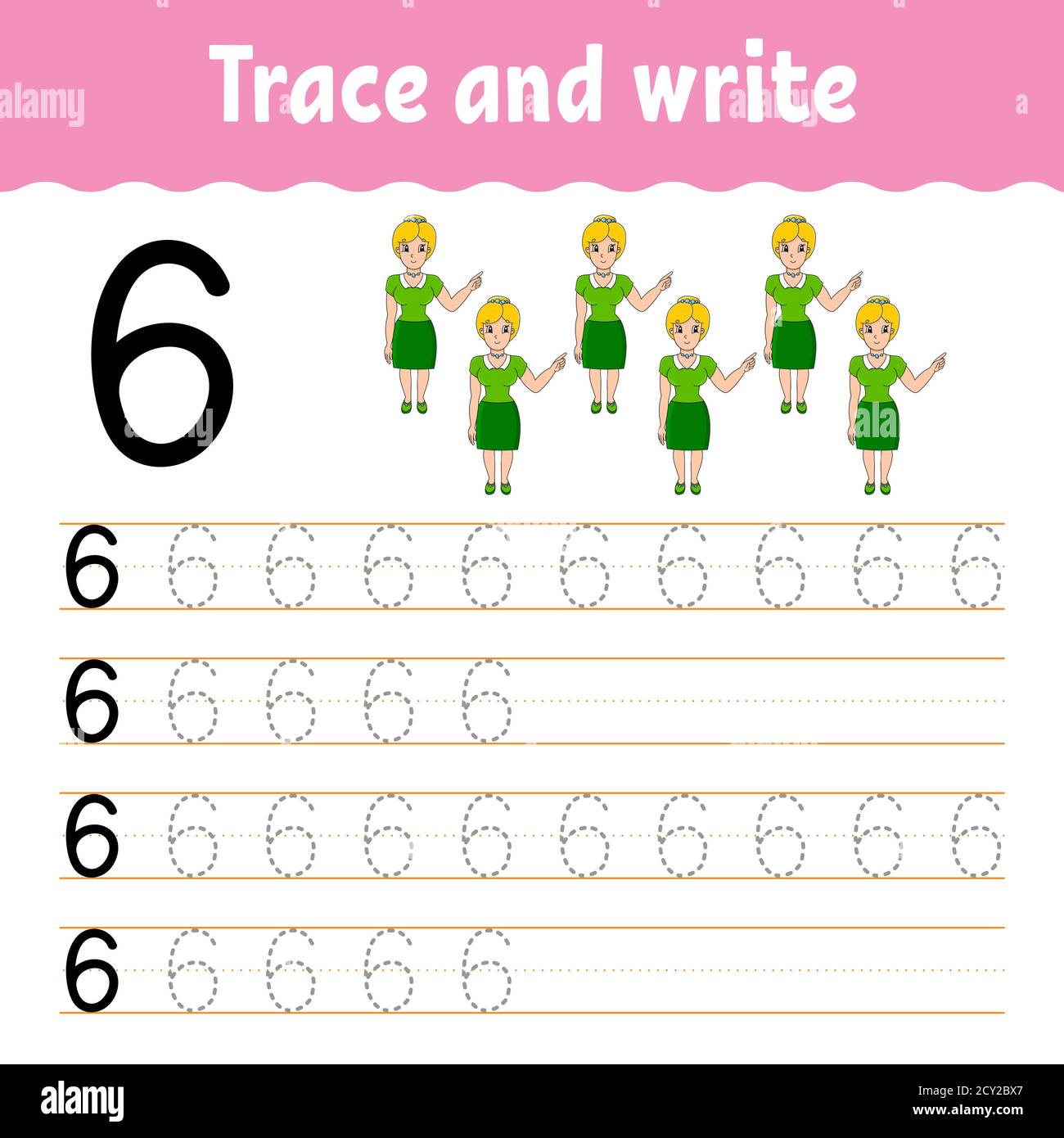 Apprenez les chiffres. Tracer et écrire. Retour à l'école. Pratique de l'écriture manuscrite. Numéros d'apprentissage pour les enfants. Feuille de travail de développement de l'éducation. Vecteur isolé Illustration de Vecteur