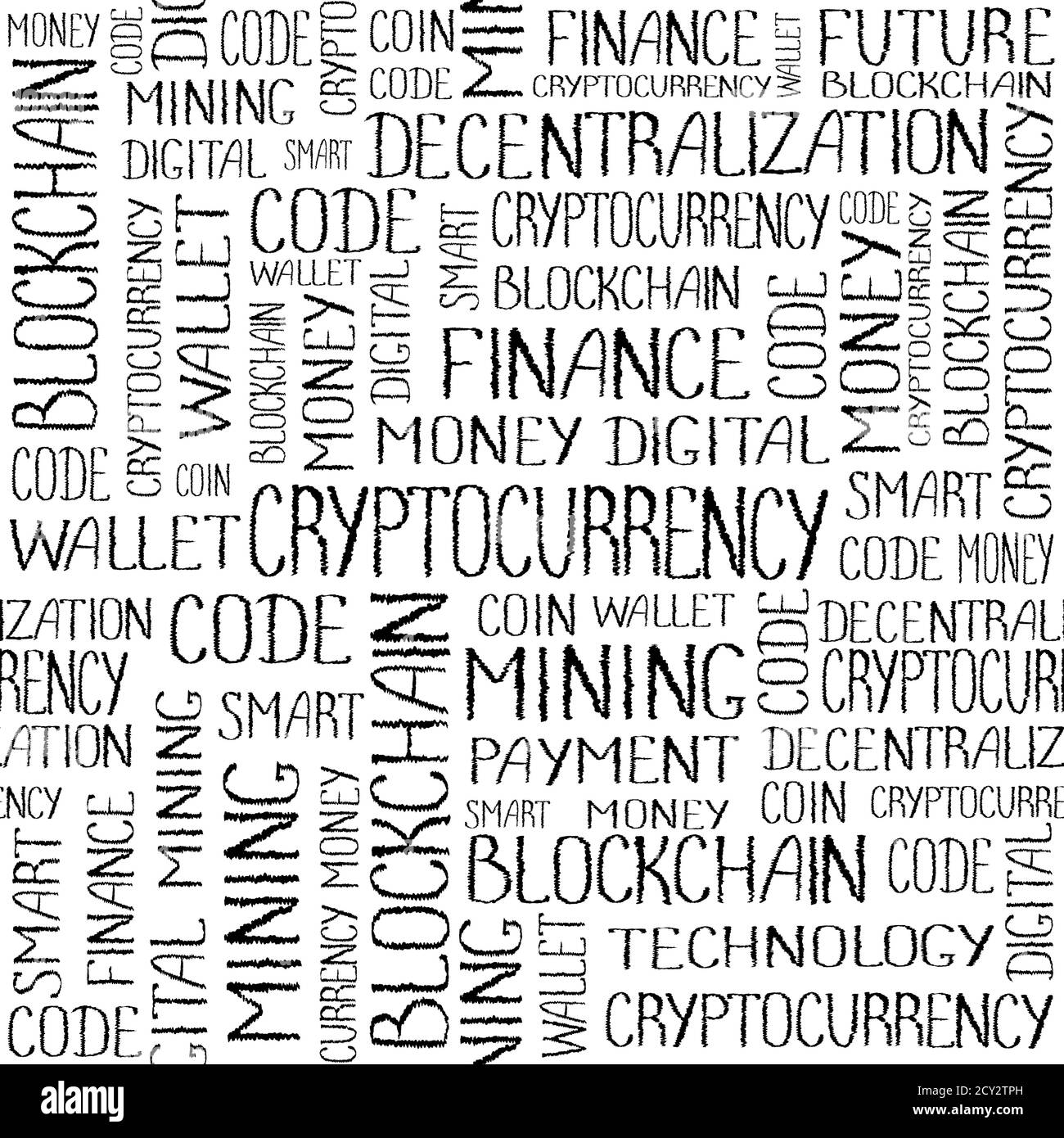 Concept de crypto-monnaie. Blockchain finance web Money business, crypto-monnaie bancaire transfert d'argent texture technologique. Mots de concept de crypto-monnaie Banque D'Images