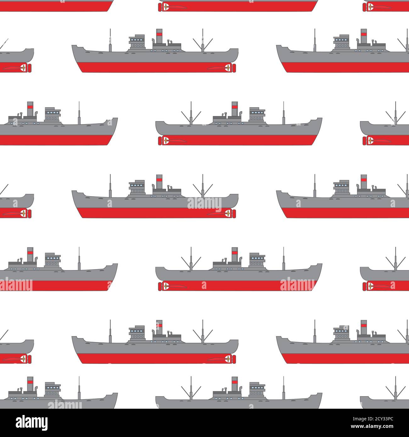 Motif de mer sans couture avec les navires à vapeur de fret qui expédiaient des marchandises. Illustration de Vecteur