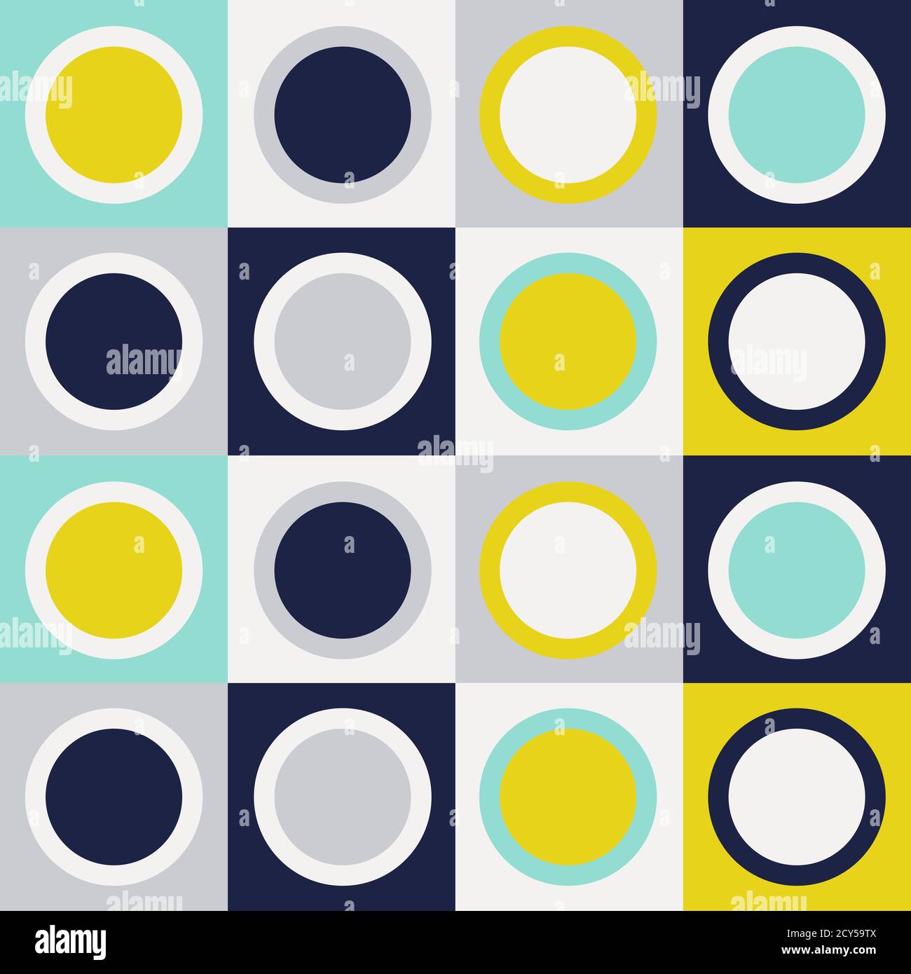 Motif géométrique rétro du milieu du siècle. Couleurs vintage : menthe, jaune moutarde, bleu marine. géométrie vintage des années 70 Illustration de Vecteur