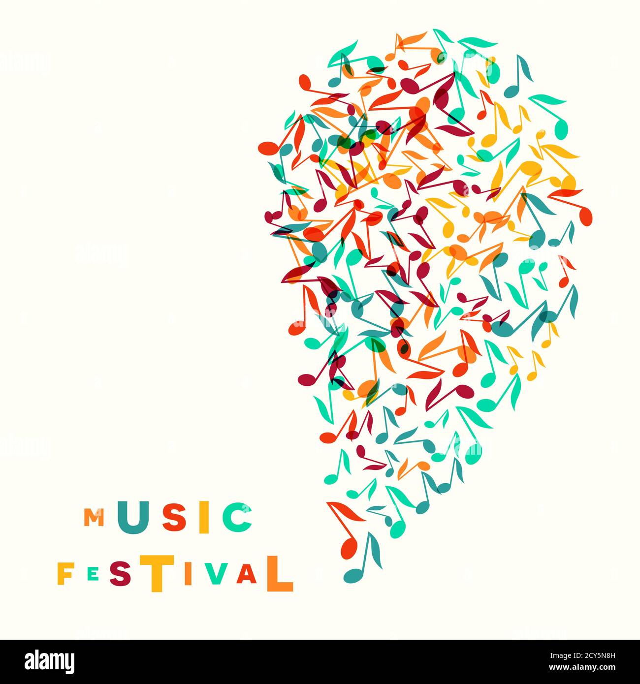Le festival de musique coloré note l'arrière-plan. Modèle d'affiche de festival de musique de couleur aléatoire. Illustration vectorielle Illustration de Vecteur