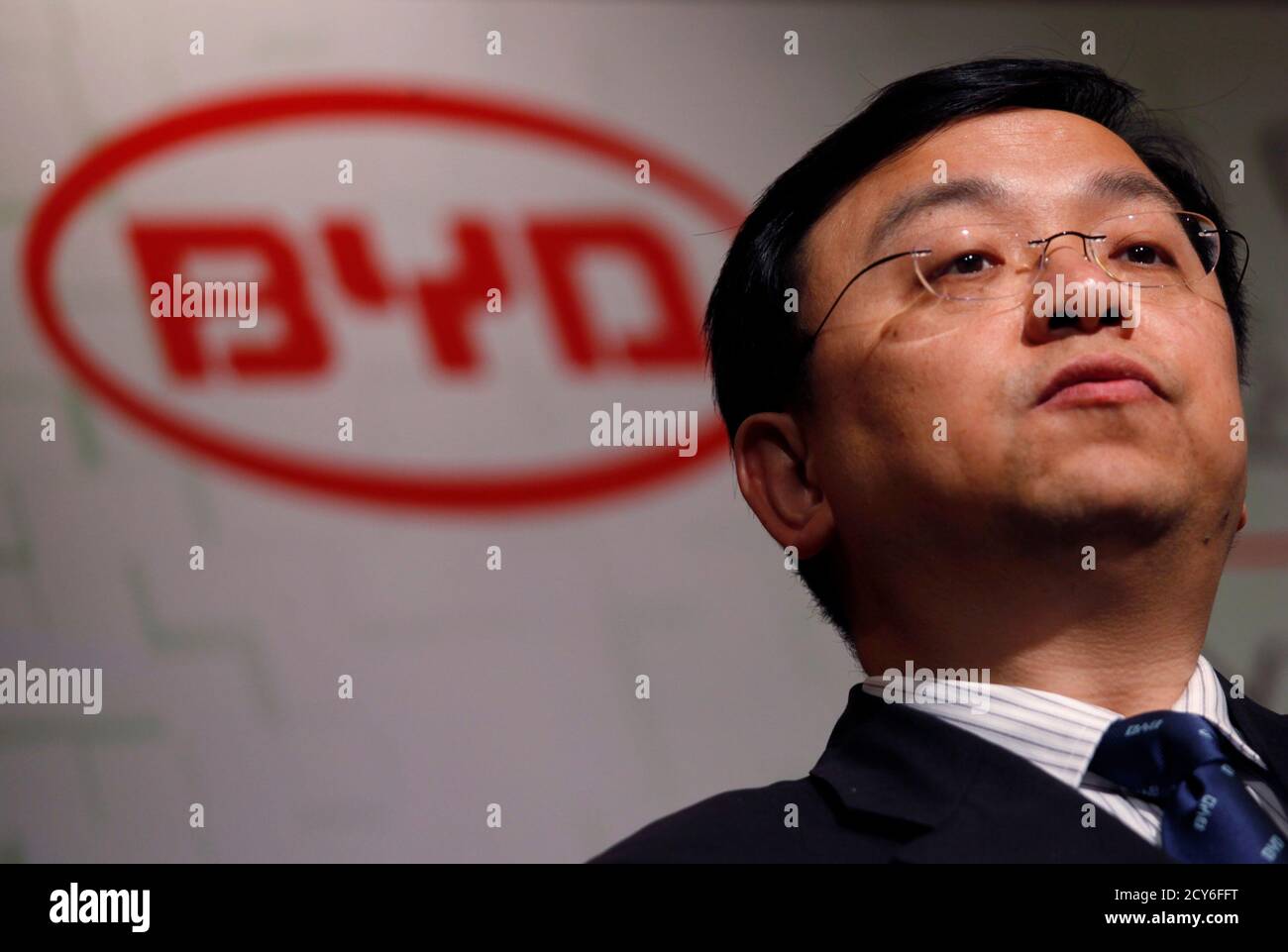 BYD Chairman and President Wang Chuanfu attends a news conference  announcing the company's results in Hong Kong March 14, 2011. BYD Co Ltd, a  Chinese carmaker backed by U.S. billionaire Warren Buffett,