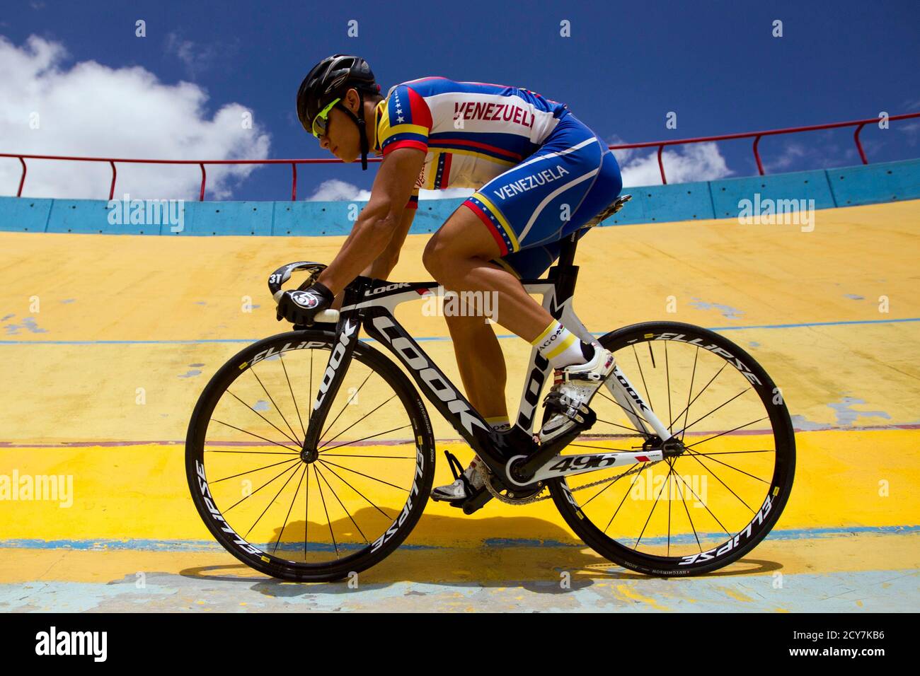 Track Cycling Sprinter Hersony Canelon Rides During A Practice Session In Caracas May 23 2012 Canelon Will Attend His First Olympic Games Socialist Run Venezuela Has Been Unable To Replicate The Olympic Glories