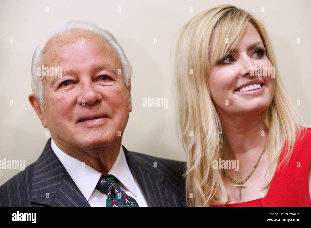 Former Louisiana Governor Edwin Edwards and his wife Trina Scott attend a  luncheon where Edwards announced his run for congress in Baton Rouge,  Louisiana March 17, 2014. Edwards, the 86-year-old former governor