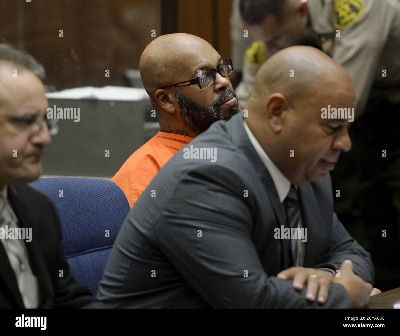 Rap mogul Suge Knight appears in court for a bail hearing for murder  charges in Compton, California February 9, 2015. Knight was hospitalized on  Tuesday, reportedly after complaining of chest pains, shortly
