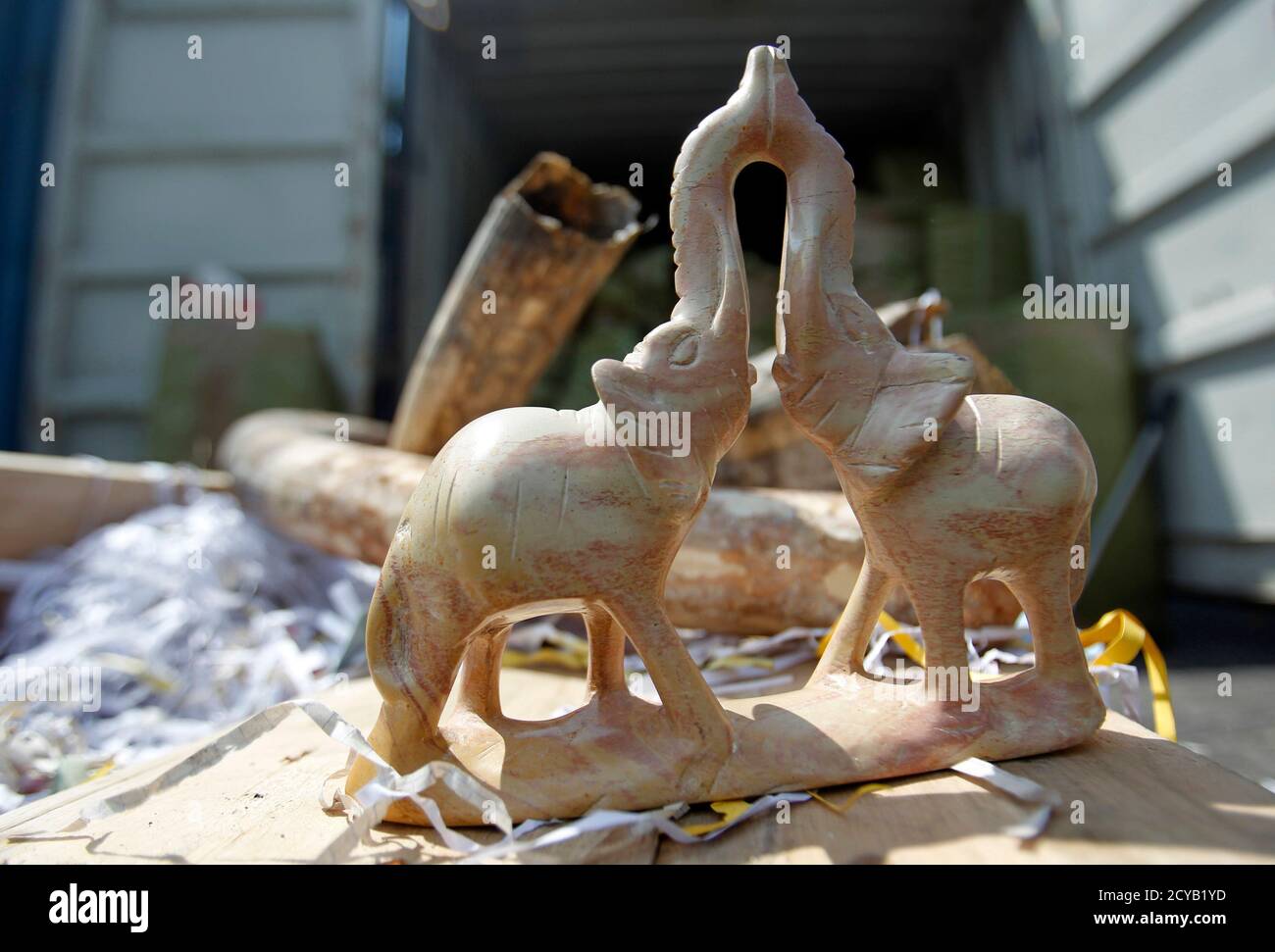 A Recently Seized Handicraft Item Made Of Ivory Sits Near Seized Elephant Tusks At A Malaysian Customs Office In Port Klang Outside Kuala Lumpur December 13 2011 Malaysia S Customs Authorities Seized A