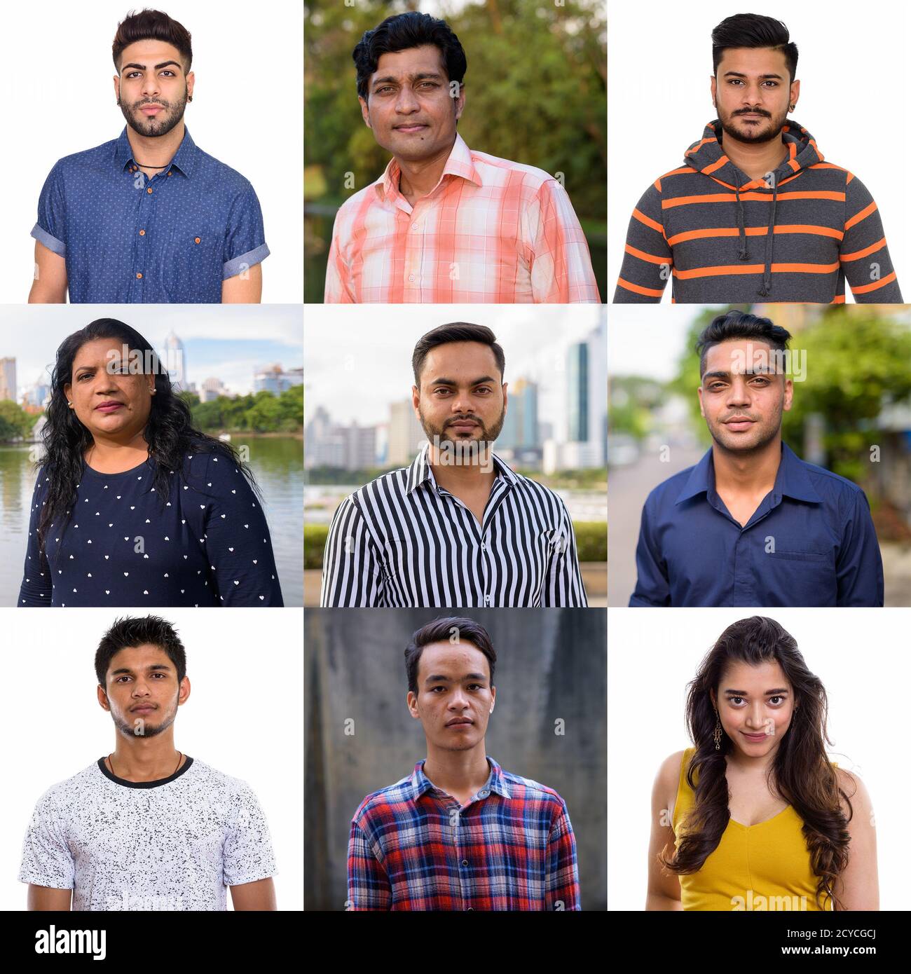 Collage de personnes indiennes d'âge divers et mixtes Banque D'Images