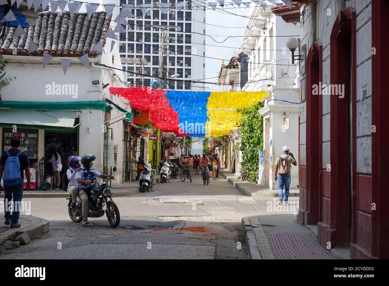 Rues colorées de Getsemani partie de Cartagena de los indias Bolivar en Colombie pendant le Lockdown de Corona 2020 Banque D'Images