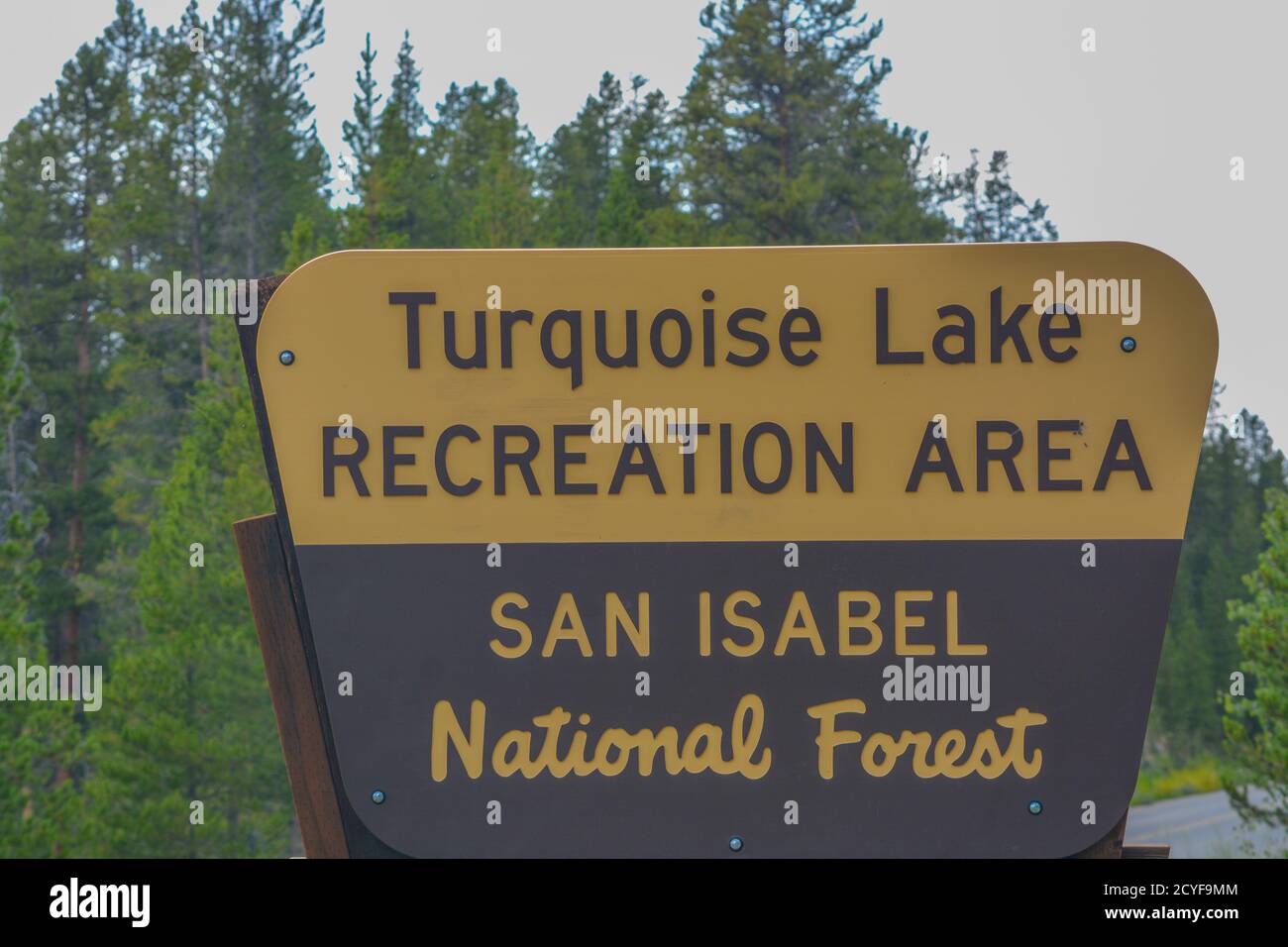 Turquoise Lake Recreation Area et panneau de la forêt nationale de San Isabel Dans les montagnes Rocheuses du Colorado Banque D'Images